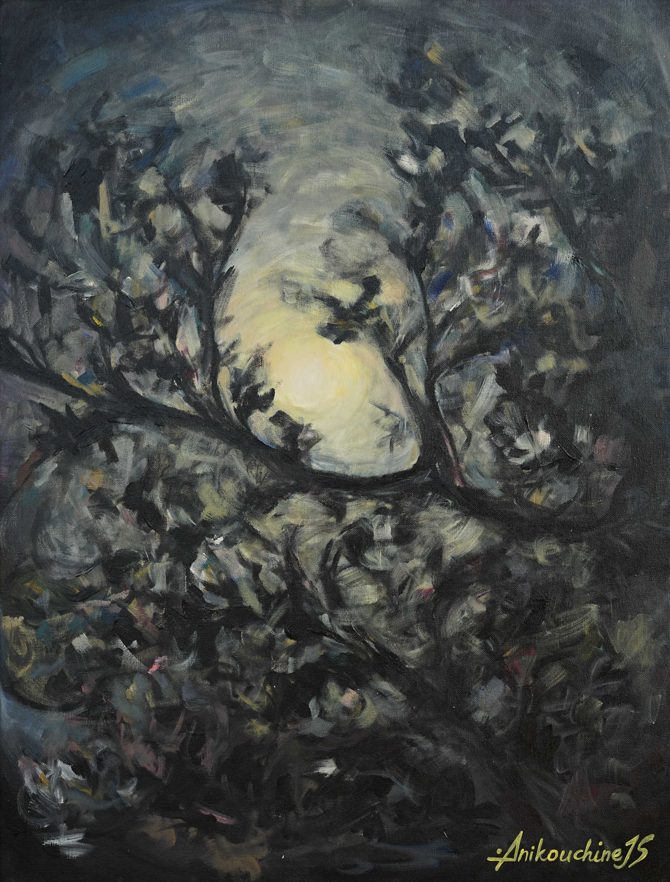 絵画 Crystal Art Works Moonlight Midnight Moonlight